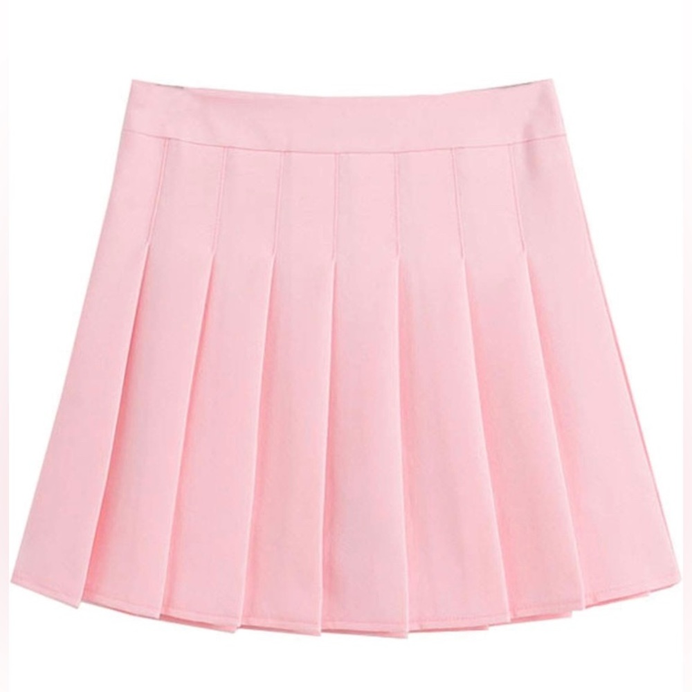 Women's High Waist A-Line Pleated Mini Skirt Short Tennis Skirt Pink. Medium